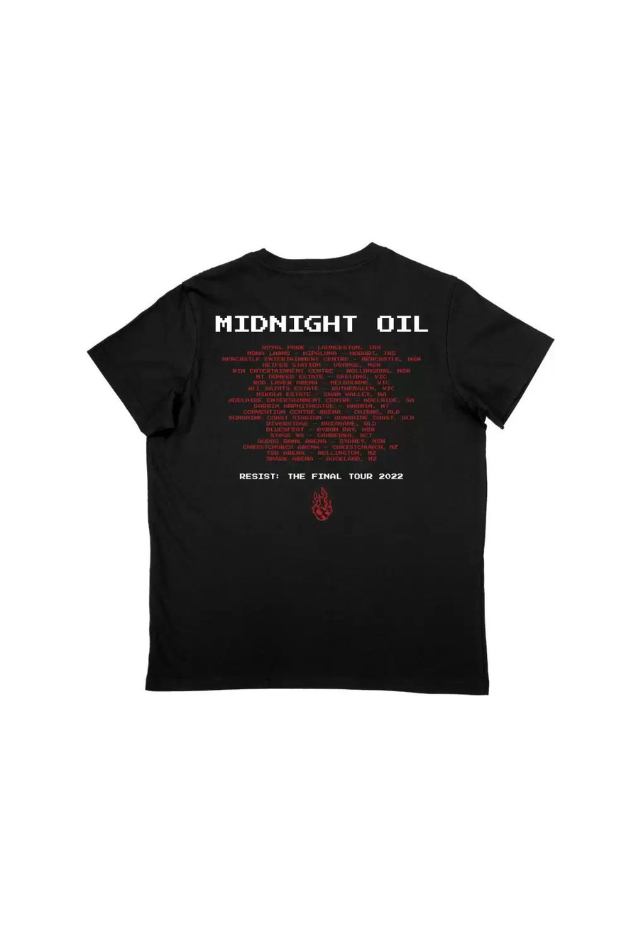 RISING SEAS TOUR LADIES BLACK TSHIRT Back Midnight Oil